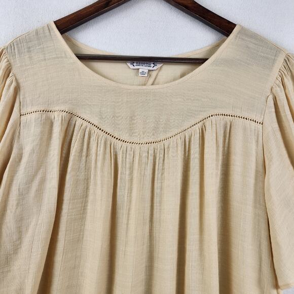 Nanette Lepore Curved Yoke Blouse Women’s SZ XL Beige Flowy Romantic EUC - Picture 4 of 12